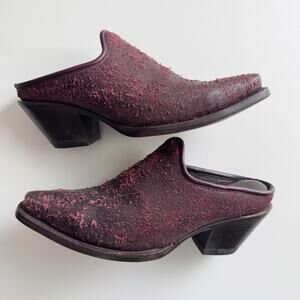 Donald J Pliner 25th Anniversary Burgundy Suede Western Mule Size 6